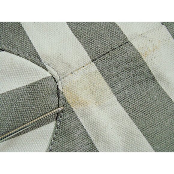 Victorias Secret Striped Canvas Tote Bag Gray White Beach Travel Weekender Book - Picture 10 of 12